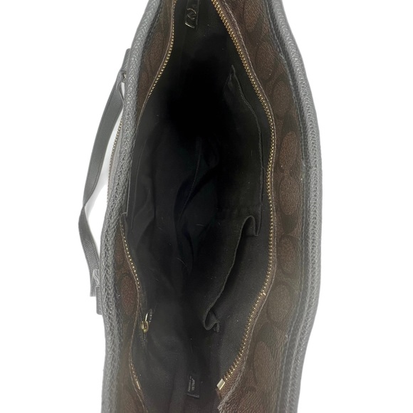 Coach Signature brown black Monogram Tote handbag shoulder bag Zip Top - Picture 7 of 7